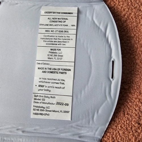 Frida Baby Soft Sink Baby Bath Tub Foam Travel Portable Gray Foldable Liner X2a - Picture 6 of 7