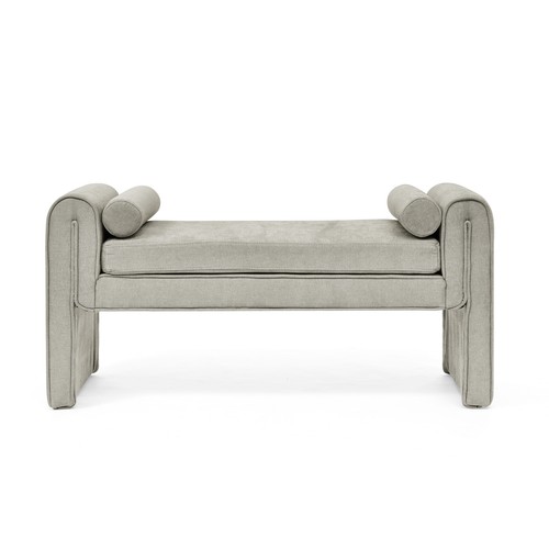 50.39in Linen Fabric Upholstered Ottoman Couch End of Bed Bench for Bedroom Gray - Picture 5 of 12