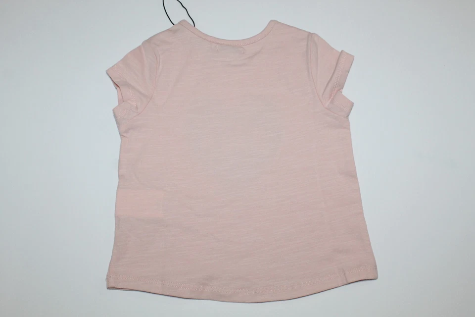 NUEVO CON ETIQUETAS Niñas IKKS Corazón Amor Rosa Camiseta Algodón Orgánico Manga Gorra Camiseta Talla 3 Mos Foto 2 de 4