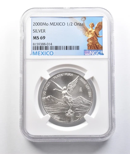 2000 Mo Mexico 1/2 Onza Silver Libertad MS69 NGC *5526