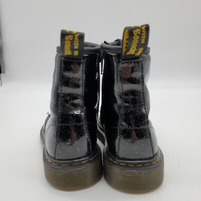 Bottes Dr. Martens 1460 Paillettes Noires – Fille Taille 3 – Zip Latéral
