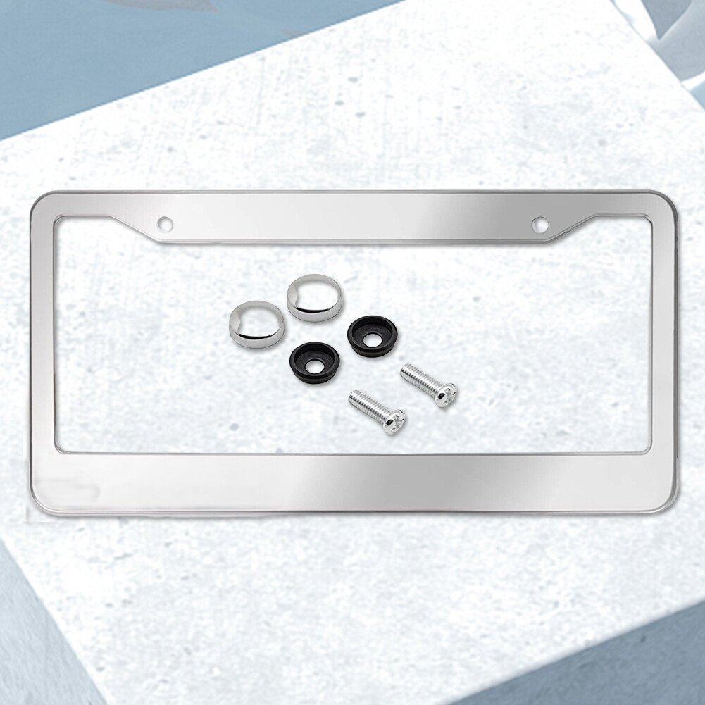 2Pcs American Car License Plate Frame Label Cover Aluminum Alloy