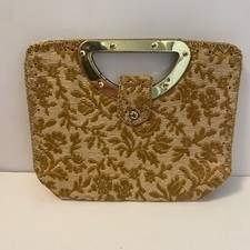 Golden Yellow Floral Vintage Fabric Clutch