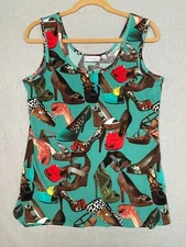 Attitudes by Renee Women's Multicolored Stiletto Print Scoop Neck Blouse S USED