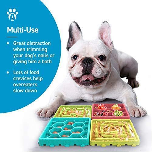 ANYPET - Slow Feeding Mat, Tray, Slow Feeder Dog Bowls, Food Mat for Dog, Dog Lick Pad Anxiety Relief Feeding Mat with Suction, Multicolor
