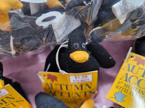 Vintage Autumn Fall Halloween 18 lot Cloth Black Crow Ornaments, NWT you get 18 - Picture 6 of 11