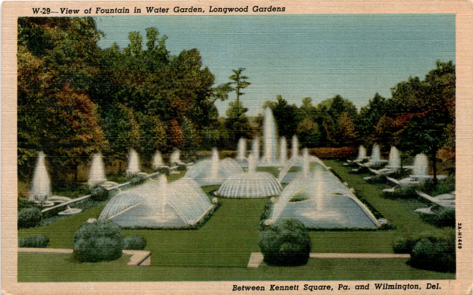 Longwood Gardens, Kennett Square, Wilmington, Del, Wildwood, N.J. Postcard