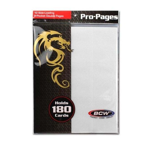 10 pks of 10 (100) BCW Std Sized Card 18-Pocket Side Loading Wht Pro Binder Pgs - Picture 7 of 7