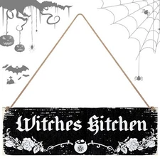 Wood Witches Kitchen Decorative Signage Halloween Goth Decor Vintage Farmhouse S