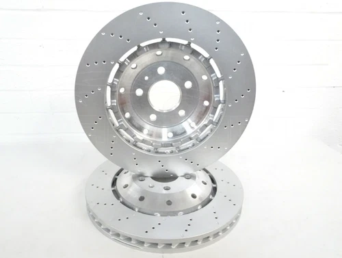 FOR AUDI RS4 RS5 R8 SPYDER FRONT DRILLED SHW BRAKE DISCS EBC YELLOW PADS 365mm - Picture 4 of 10