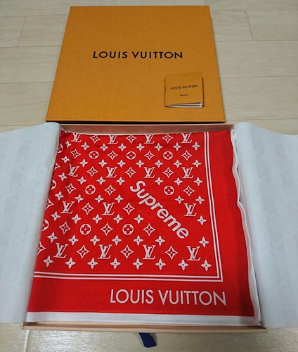 louis vuitton supreme scarf red