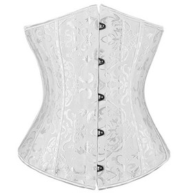 28X Spiral Steel Boned Waist Trainer Brocade Lace Up Underbust Corset Shapewear