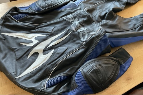Hein Gericke Two Piece Leathers. Zip Together. Tribal. Black and Blue. 54 56. - Picture 8 of 22