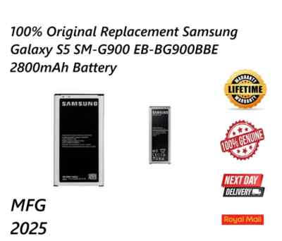 100% Original Replacement Samsung Galaxy S5 SM-G900 EB-BG900BBE 2800mAh  Battery UK