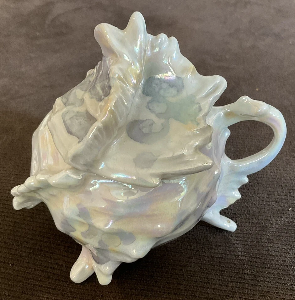 ROYAL BAYREUTH :: 3 1/2” CONDIMENT JAR “Spiny Conch” Iridescent Lustre GERMANY