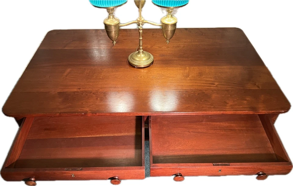 Mesa de biblioteca de escritorio antigua de caoba del Imperio Americano de 1900 para socios ejecutivos Foto 2 de 4