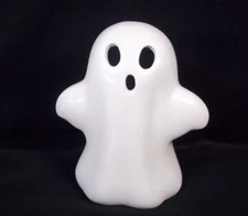 Halloween white ghost ceramic tea light or votive holder 4.25" tall New 2023