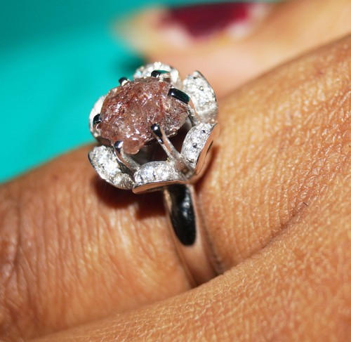 1.50 ct Natural Raw Red diamond ring Uncut rough diamond ring 925 silver NR85 - Picture 4 of 5
