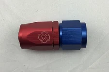 W27R -10AN / 0° Straight Hose End reusable Swivel 10 AN Fitting -10 Red & Blue