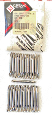 Cleveland Twist Drill 16 PCS 7/32 Double End Drill 135 Deg split point Bright