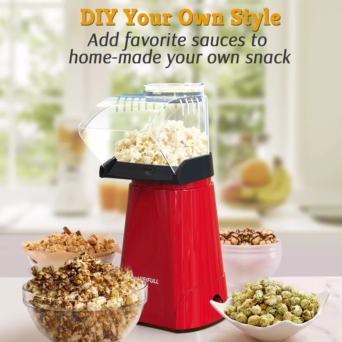 1200w Popcorn Popper Popcorn Maker Electric Popcorn Machine No Oil Needed  For Home Family Kids