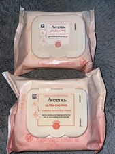 2X Aveeno Ultra Calming Makeup Removing Wipes for Sensitive Skin 25 Count New