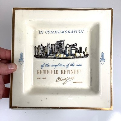 Richfield Oil Refinery Commemoration 1954 Completion Ashtray Vintage