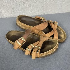 Birkenstock Mayari Sandals Womens Brown Leather Cork Footbed Slip On Shoes