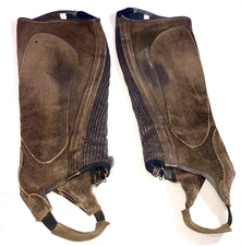 Ovation Pro Topgrain Brown Suede Leather Half Chaps Size L 18"