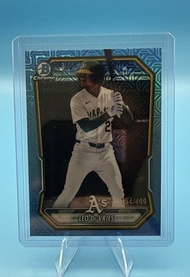 2026 Bowman Chrome Prospects Leo De Vries #BCP-63 Sky Blue Mojo Refractor /499 