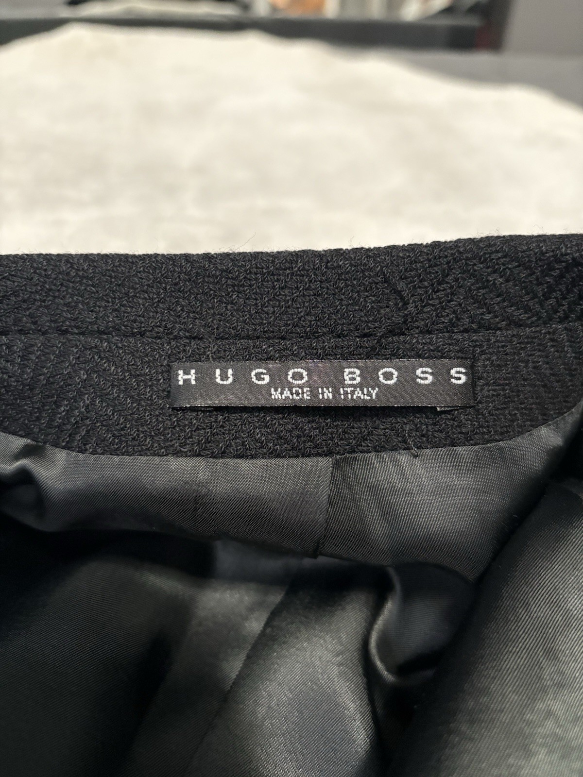 Hugo Boss Blazer Mens 42L Black Wool 4-Button Sport Coat Jacket Herringbone thumbnail 7