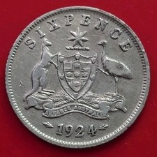1924 Australia Sixpence 
