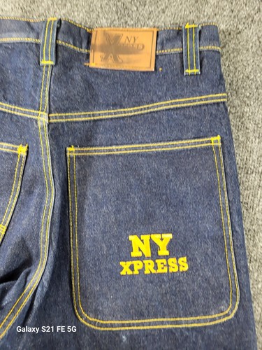 NY Xpress Baggy Hip Hop Y2K Denim Jeans Mens 32x34 Raw Denim High Rise - Picture 6 of 15