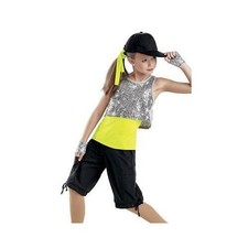 Dance Pre-Owned Top Costume Weissman 6940 Yellow Silver Medium Adul Hip Hop Tap