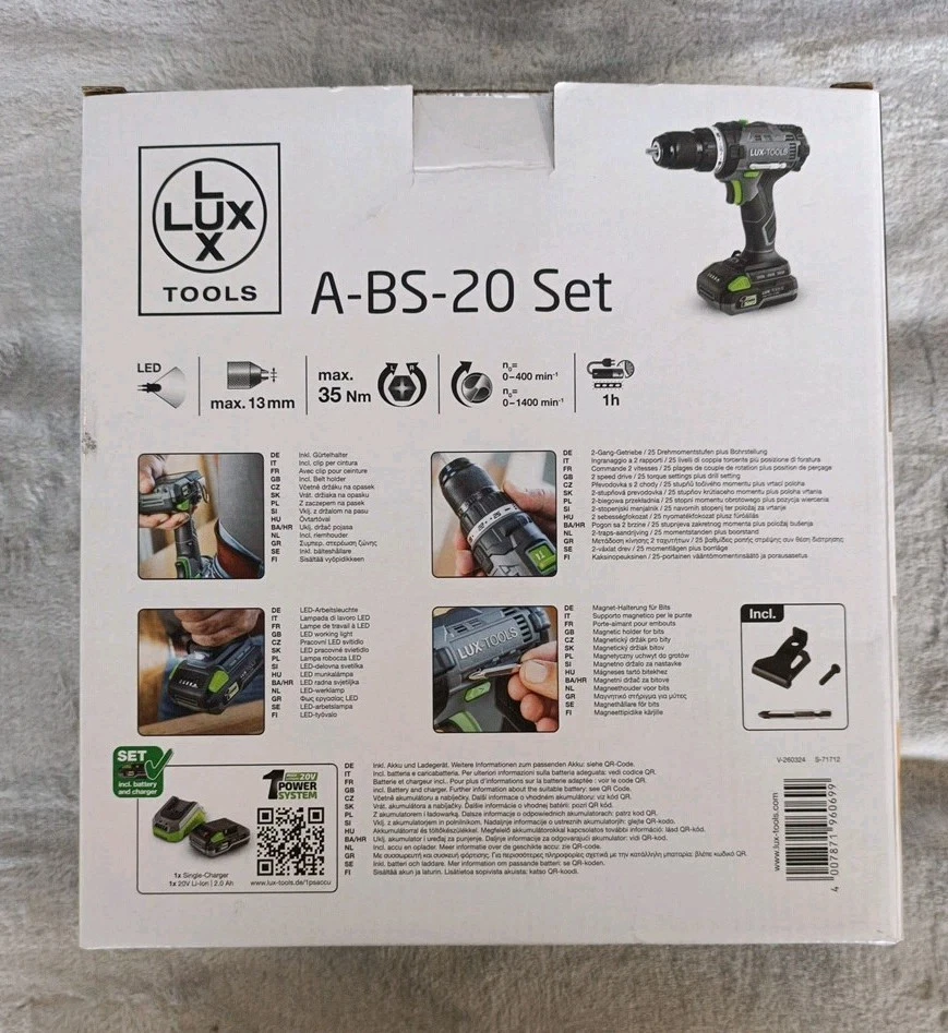 LUX Akku-Bohrschrauber-Set 1 PowerSystem A-BS-20 Mit Akku Ladegerät - Bild 3 von 4