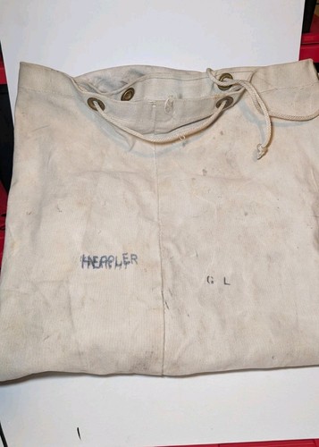 Vintage Military Canvas Sea Bag Duffel Stenciled Name Possibly US Navy Great Lak