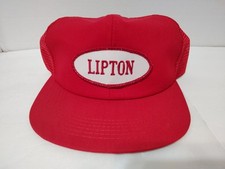 Vtg 80s Lipton Patch Cap K-Products Spell Out RED Snapback Trucker Baseball Hat