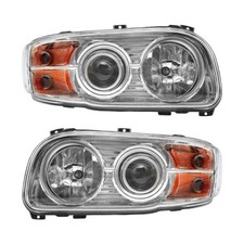 Chrome Headlights Assembly Compatible With 2008-2018 Peterbilt 388 389 Pair .