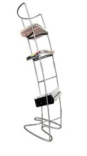 Vintage Silver Metal DVD Leaning Tower Curved Holds 50