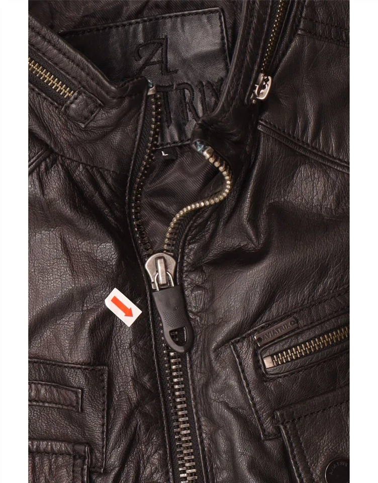 AVIATRIX Mens Leather Jacket UK 40 Large Black Leather JN15 - Image 3 of 4