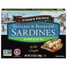 Crown Prince Skinless Boneless Sardines in Olive Oil, 3.75 Ounce