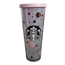 Starbucks Be Joyful Tumbler Cup 24oz Venti Polka Dot w/ Pink Lid 9"