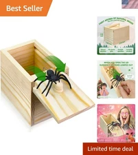 Wooden Surprise Spider Prank Box，Handcrafted Spider in a Box for Kids Ages 3-...