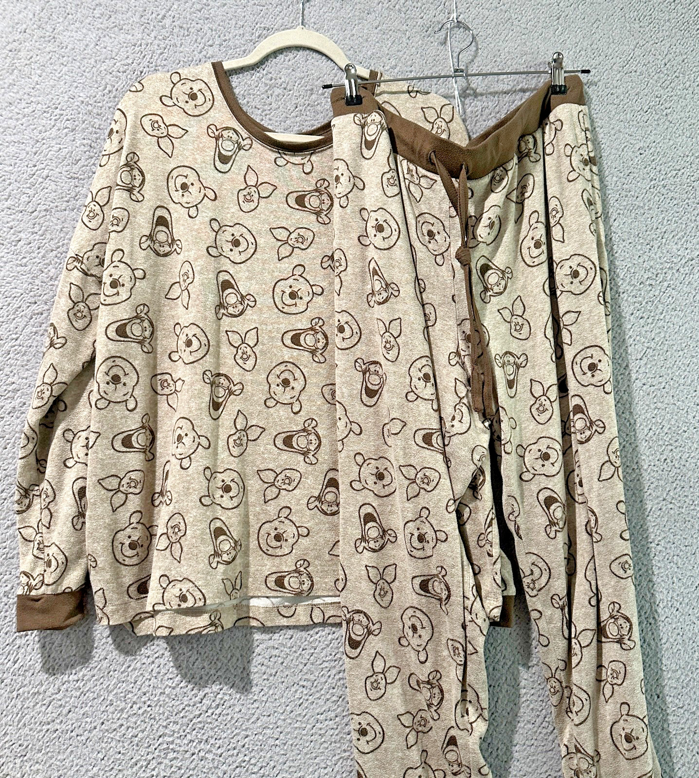 Disney Winnie the Pooh Tigger Piglet Set Women's XL 2 Piece Pants Tan Lounge