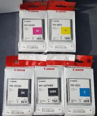 Set 5 Genuine Canon PFI-107 Inks 107 IPF 670 680 685 770 780 785 2025-2026