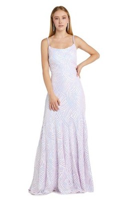 NWT Iridescent Sequin Tie Back Mermaid Gown 14W Lavendar Morgan & Co