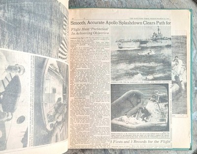 Apollo Missions  ~1968/1969 Scrapbook~  Lunar Moon 7 8 9 10 Newspaper Clippings