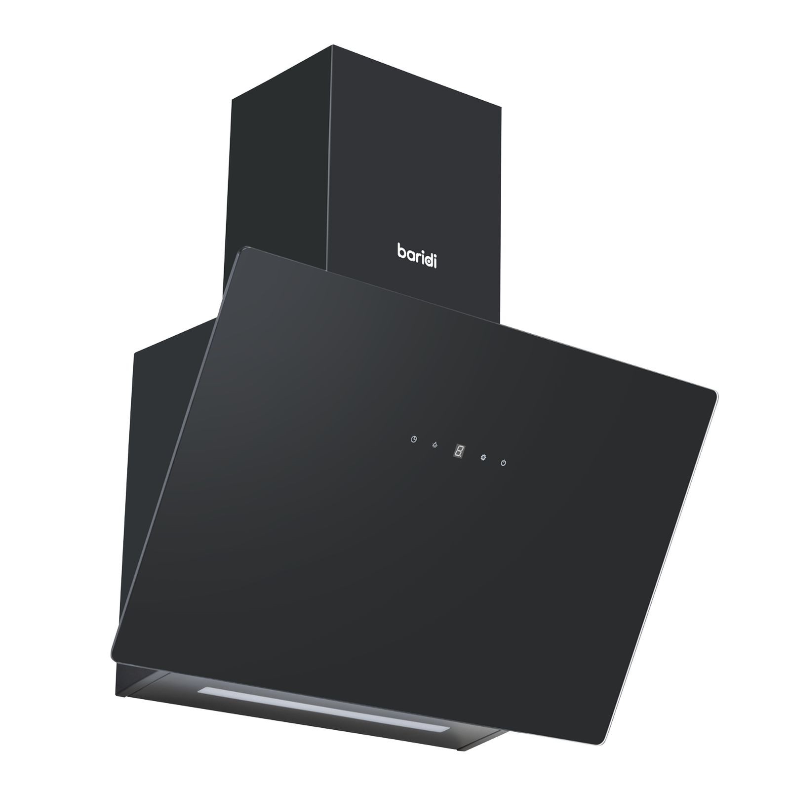 Baridi Black Angled Chimney Cooker Hood With Touch Controls & Carbon Filters 60Cm - Glass - Image 3