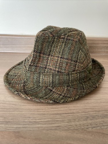 Vintage Tweed Trilby Men’s Hat Size 7 Medium Green Check - Picture 1 of 7