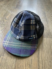 Kavu Plaid Adjustable Hat Made In USA Mesh One Of A Kind Hiking Outdoor Cap Blue